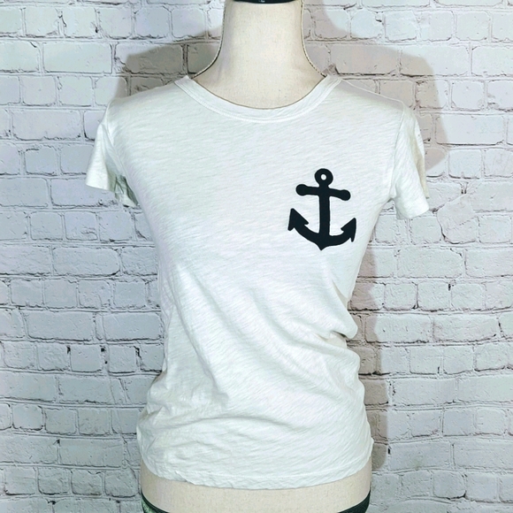 J. Crew White And Plaid Anchor Tissue T-shirt - Picture 2 of 10